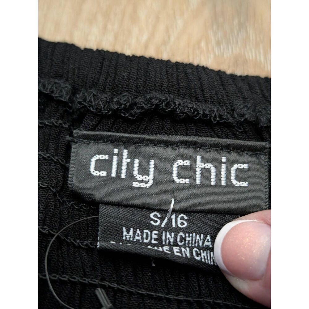 City Chic Jumpsuit Smocked Black Strapless Plus 16 16W Boho Gypsy Pockets - Picture 8 of 15
